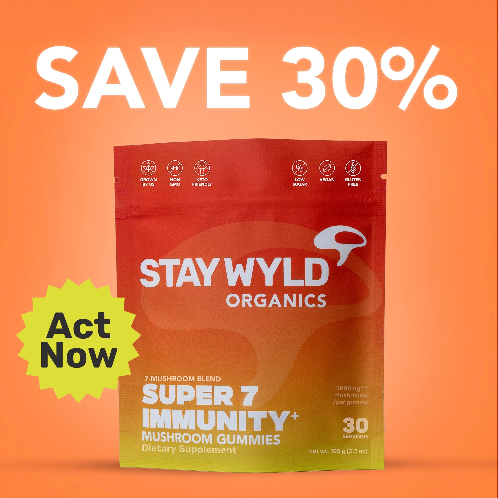 Super 7 Immunity Mushroom Gummies (30% OFF)