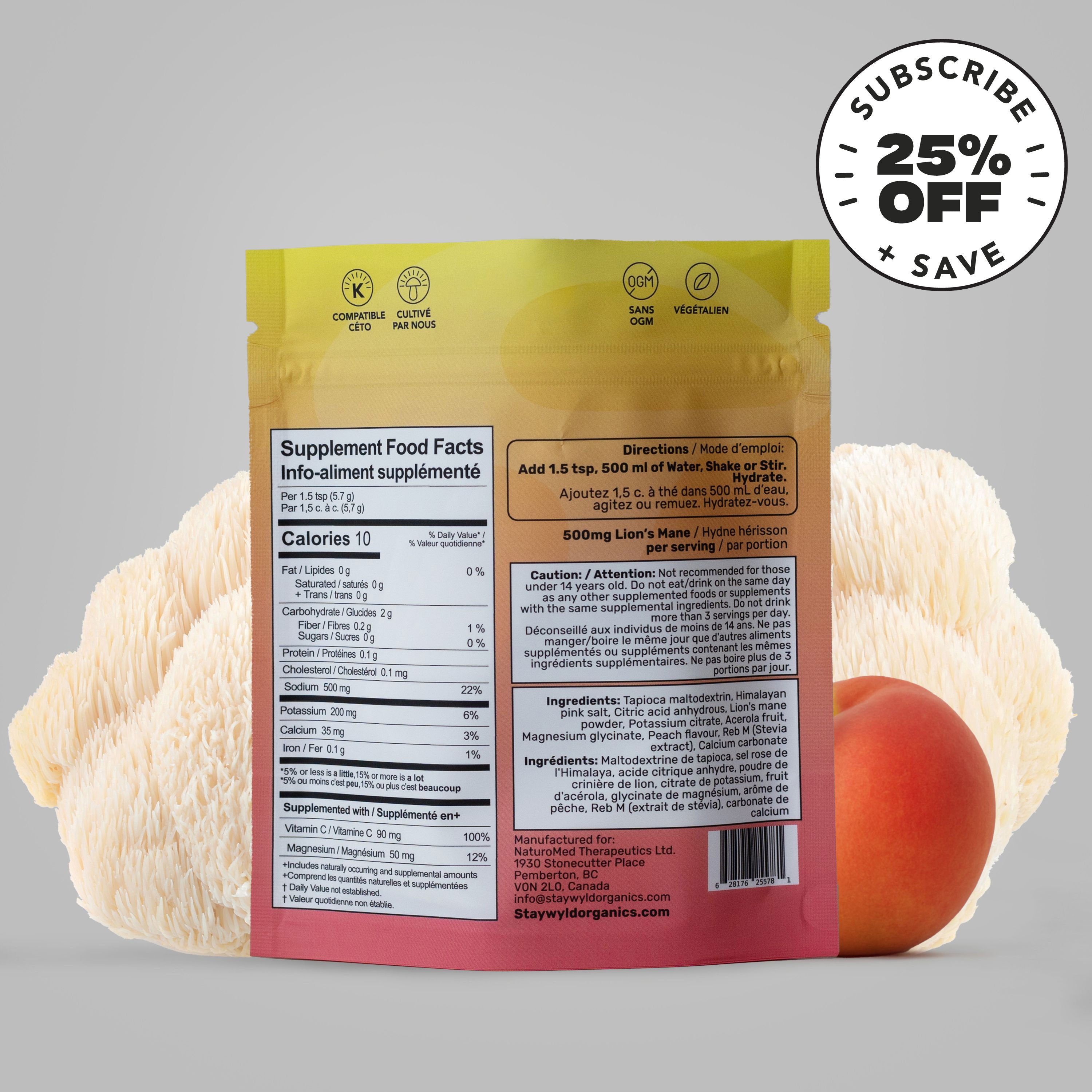 Just Peachy Electrolytes X Lion’s Mane | Stand-up Pouch