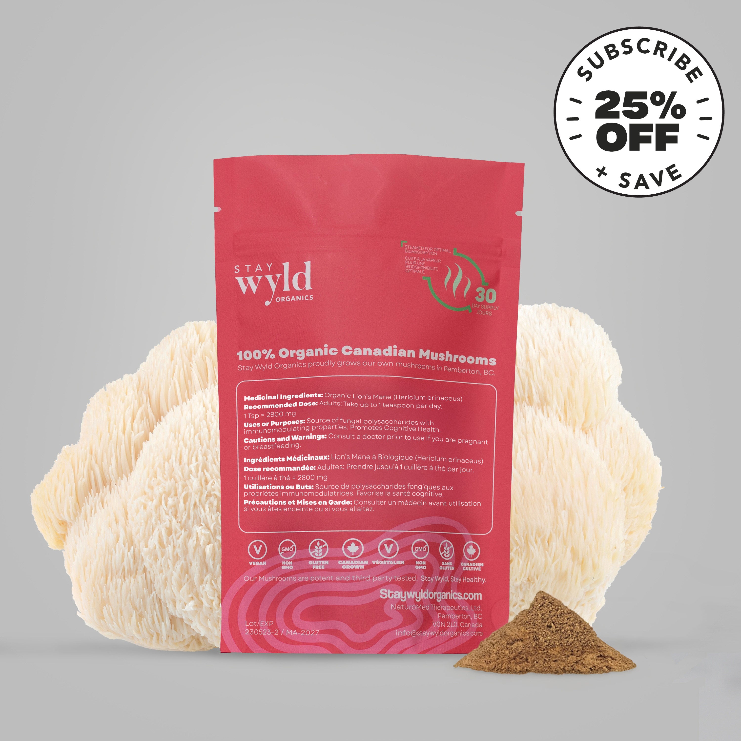 Poudre de champignon crinière de lion